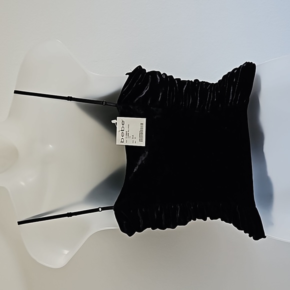 BEBE Cami Camisole Black Velvet Adjustable Spaghetti Straps - Picture 4 of 5